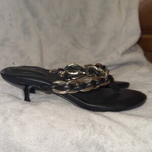 JustFab Black and Gold Chain Heels